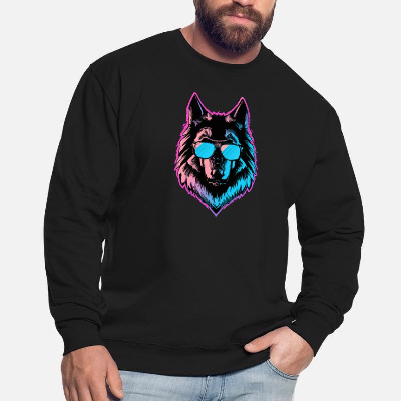 Der Coole Synthwolf Unisex Pullover