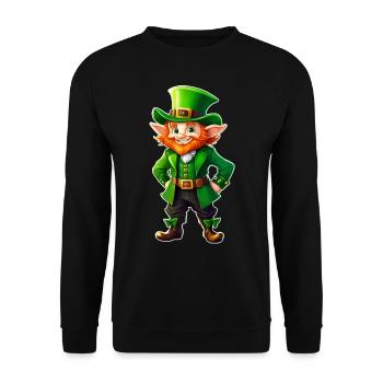 Saint Patricks Day Irish Kobold Leprechaun Wichtel - Unisex Pullover - Schwarz - Vorne - Alina (178cm) & Michal (187cm)
