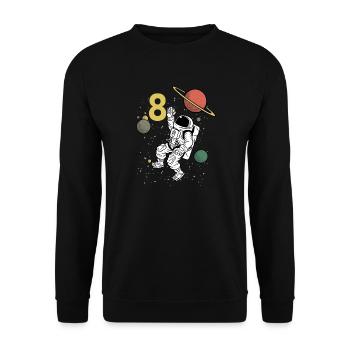 8th Birthday Waving Astronaut Space 8 Years - Unisex Sweatshirt - black - Front - Alina (178cm) & Michal (187cm)