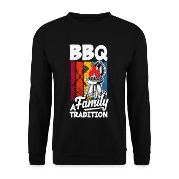 BBQ Une tradition familiale Fête des pères Grill - Sweat-shirt Unisexe - noir - Devant - Alina (178cm) & Michal (187cm)
