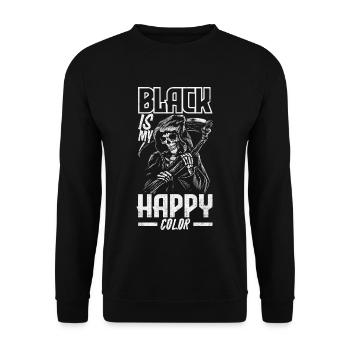 Black Is My Happy Color Dark Gothic Skeleton - Unisex Pullover - Schwarz - Vorne - Alina (178cm) & Michal (187cm)