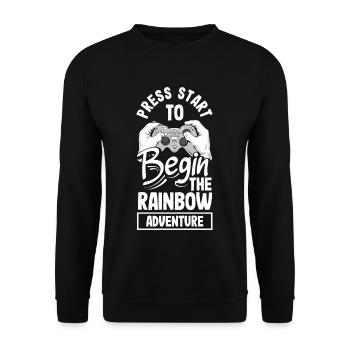 Commencez l’aventure arc-en-ciel! Gay Lesbienne LGBTQ+ - Sweat-shirt Unisexe - noir - Devant - Alina (178cm) & Michal (187cm)