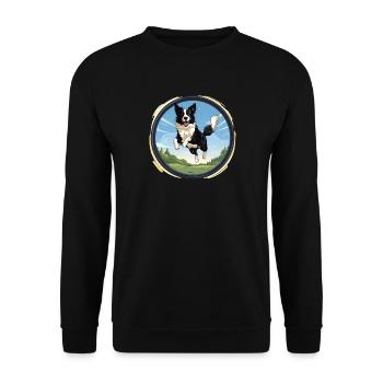 Cheerful Border Collie dog - Unisex Sweatshirt - black - Front - Alina (178cm) & Michal (187cm)