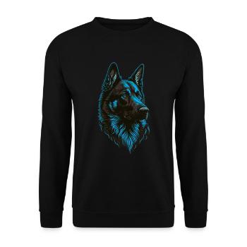 German Shepherd Head Blue - Unisex Sweatshirt - black - Front - Alina (178cm) & Michal (187cm)
