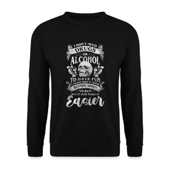 Drogenfrei Abhängigkeit Clean Neustart - Unisex Pullover - Schwarz - Vorne - Alina (178cm) & Michal (187cm)