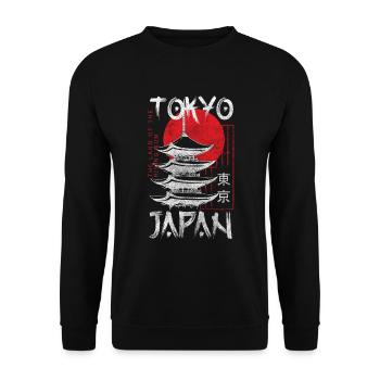 Tokio Kunst Samurai Tokyo - Unisex Pullover - Schwarz - Vorne - Alina (178cm) & Michal (187cm)