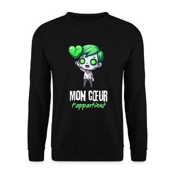 T-shirt Zombi Chibi Amoureux - Unisex Sweatshirt - black - Front - Alina (178cm) & Michal (187cm)