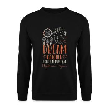 Traumfänger Wunsch Glück Schlaf - Unisex Pullover - Schwarz - Vorne - Alina (178cm) & Michal (187cm)
