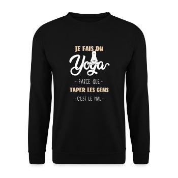 Je fais du yoga,Cadeau original drôle Sport Animal - Sweat-shirt Unisexe - noir - Devant - Alina (178cm) & Michal (187cm)