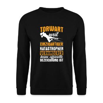Fußball Torwart Geschenkidee - Unisex Pullover - Schwarz - Vorne - Alina (178cm) & Michal (187cm)
