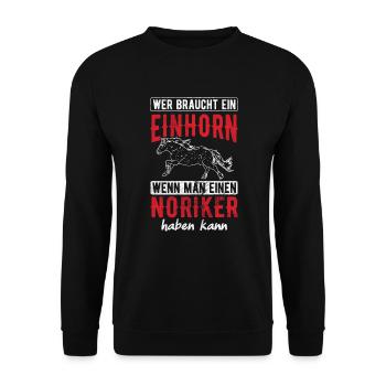 Pferd Noriker Pferde - Unisex Pullover - Schwarz - Vorne - Alina (178cm) & Michal (187cm)