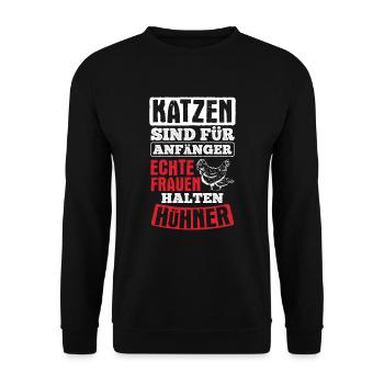 Echte Frauen Halten Hühner Bauer Hühner - Unisex Pullover - Schwarz - Vorne - Alina (178cm) & Michal (187cm)