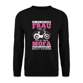 Mofa Moped Geschenk - Unisex Pullover - Schwarz - Vorne - Alina (178cm) & Michal (187cm)