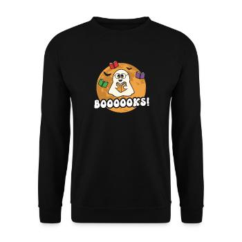 Halloween Bookworm Ghost Teacher Student Boooooks - Unisex Sweatshirt - black - Front - Alina (178cm) & Michal (187cm)