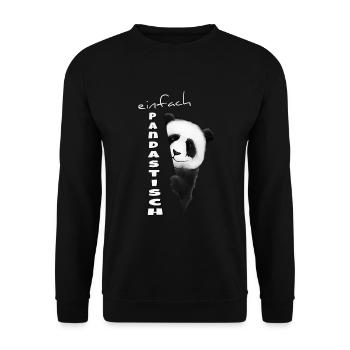 Panda Bär einfach pandastisch cool lustig Geschenk - Unisex Pullover - Schwarz - Vorne - Alina (178cm) & Michal (187cm)