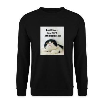 I AM SMALL, I AM SOFT, I AM CONCERNED KATZEN MEMES - Unisex Pullover - Schwarz - Vorne - Alina (178cm) & Michal (187cm)