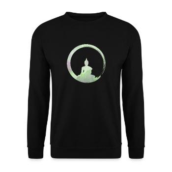 Bouddhisme - Silhouette du Bouddha Enso Zen Circle 1 - Sweat-shirt Unisexe - noir - Devant - Alina (178cm) & Michal (187cm)