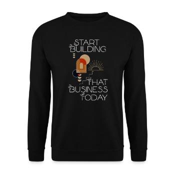 Mindset Beginnen Sie mit dem Aufbau von geometrischem Inspirat für Unternehmen - Unisex Pullover - Schwarz - Vorne - Alina (178cm) & Michal (187cm)