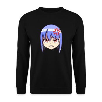 Angry Anime Face Emoji - Anime Shirt - Unisex Sweatshirt - black - Front - Alina (178cm) & Michal (187cm)