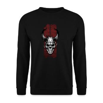 Griff des Dämons: Finsterer Schädel - Unisex Pullover - Schwarz - Vorne - Alina (178cm) & Michal (187cm)