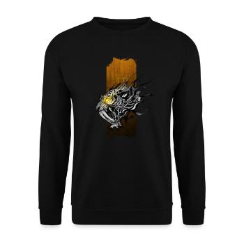 Rugissement de l’enfer : Tigre à dents de sabre avec Y lumineux - Sweat-shirt Unisexe - noir - Devant - Alina (178cm) & Michal (187cm)