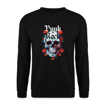 Punkrock Totenschädel - Unisex Pullover - Schwarz - Vorne - Alina (178cm) & Michal (187cm)