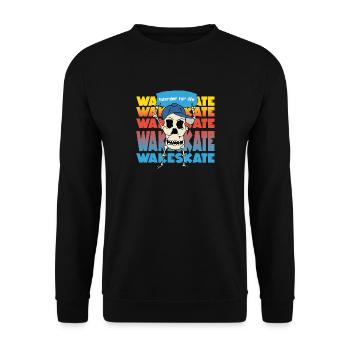 Boarder for life wakeskate Wassersport Motiv Skull - Unisex Pullover - Schwarz - Vorne - Alina (178cm) & Michal (187cm)
