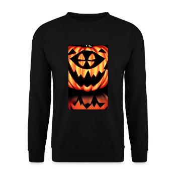 Horror Kürbis - Halloween - Unisex Pullover - Schwarz - Vorne - Alina (178cm) & Michal (187cm)