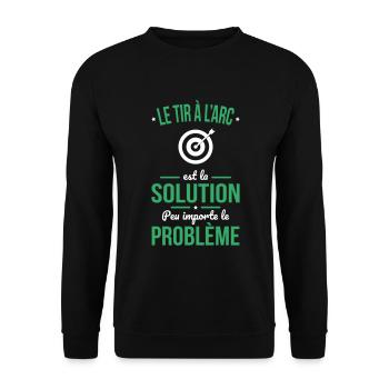Tir à l'arc est solution peu importe le problème - Sweat-shirt Unisexe - noir - Devant - Alina (178cm) & Michal (187cm)