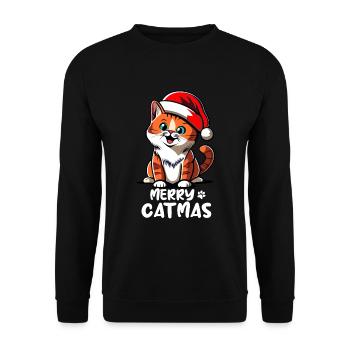 Cute kitten wishes Merry Christmas - Unisex Sweatshirt - black - Front - Alina (178cm) & Michal (187cm)
