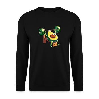 Avocado Gewichtheber Bodybuilder - Unisex Pullover - Schwarz - Vorne - Alina (178cm) & Michal (187cm)