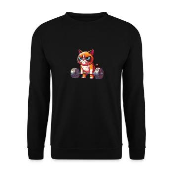 Deadlift Katze Bodybuilding - Unisex Pullover - Schwarz - Vorne - Alina (178cm) & Michal (187cm)