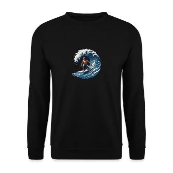 Surfbrett Welle Surfer - Unisex Pullover - Schwarz - Vorne - Alina (178cm) & Michal (187cm)