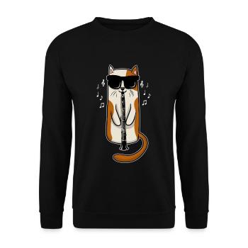 Clarinette Chat Musicien Kitty Instrument de musique - Sweat-shirt Unisexe - noir - Devant - Alina (178cm) & Michal (187cm)