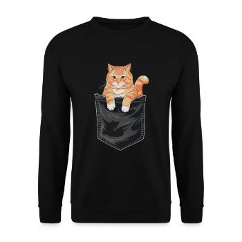 Tabby Orange Katze Katzenliebhaber - Unisex Pullover - Schwarz - Vorne - Alina (178cm) & Michal (187cm)