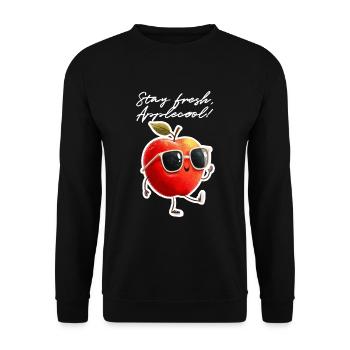 Stay Fresh, Applecool! – Fun Fruit Vibes - Unisex Pullover - Schwarz - Vorne - Alina (178cm) & Michal (187cm)