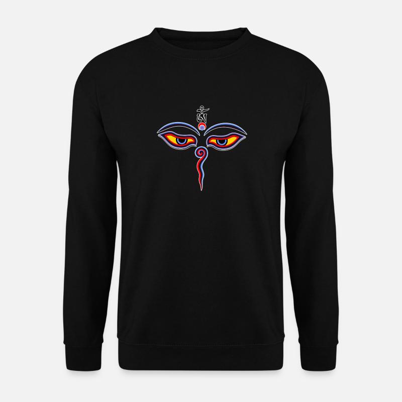 Wisdom Eyes Of Buddha - Bodhnath Temple Eyes OM 2 - Unisex Pullover - Schwarz