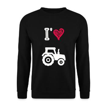 Ich liebe Traktoren - Unisex Pullover - Schwarz - Vorne - Alina (178cm) & Michal (187cm)