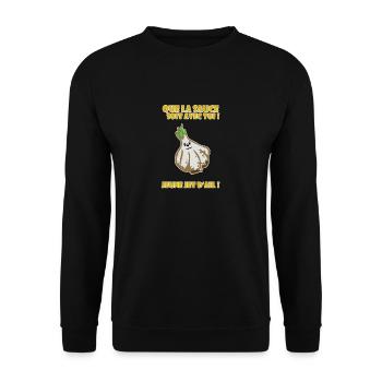 Que la sauce soit ac toi - Sweat-shirt Unisexe - noir - Devant - Alina (178cm) & Michal (187cm)