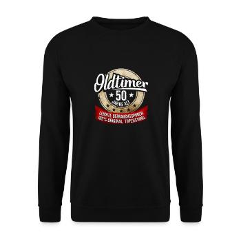 Oldtimer 50 Jahre alt - Unisex Pullover - Schwarz - Vorne - Alina (178cm) & Michal (187cm)