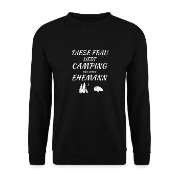 frau liebt camping - Unisex Pullover - Schwarz - Vorne - Alina (178cm) & Michal (187cm)