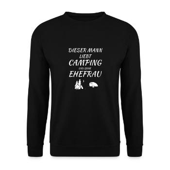 mann liebt camping - Unisex Pullover - Schwarz - Vorne - Alina (178cm) & Michal (187cm)