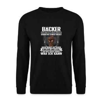 BÄCKER - Ehre und Stolz - Unisex Pullover - Schwarz - Vorne - Alina (178cm) & Michal (187cm)