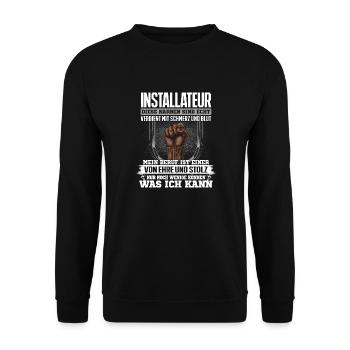 INSTALLATEUR - Ehre und Stolz - Unisex Pullover - Schwarz - Vorne - Alina (178cm) & Michal (187cm)