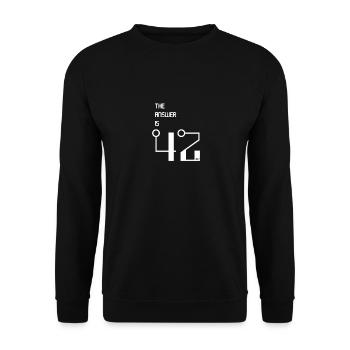 The Answer is 42 - Unisex Pullover - Schwarz - Vorne - Alina (178cm) & Michal (187cm)