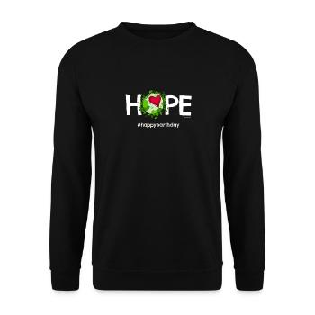 Beautiful Earth TShirt featuring "Happy Earth Day" - Unisex Sweatshirt - black - Front - Alina (178cm) & Michal (187cm)
