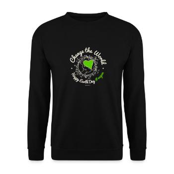Vegan TShirt "Change the World" (Earth Day) - Unisex Pullover - Schwarz - Vorne - Alina (178cm) & Michal (187cm)