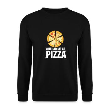 Pizza! You had me at pizza - Unisex Pullover - Schwarz - Vorne - Alina (178cm) & Michal (187cm)