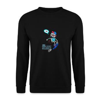 Skate robot skater comic yolo skateboard music - Unisex Sweatshirt - black - Front - Alina (178cm) & Michal (187cm)