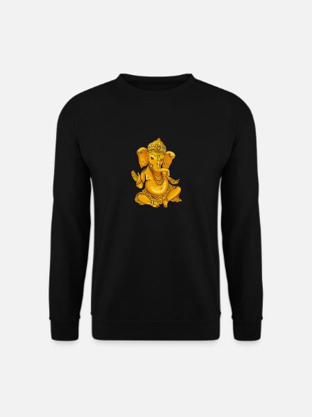 ganesha Yoga Indien Gott Hindu Buddha Namaste gold - Unisex Pullover - Schwarz